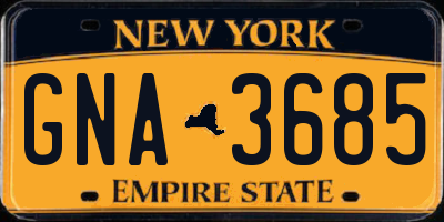 NY license plate GNA3685