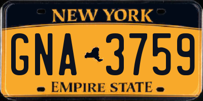NY license plate GNA3759