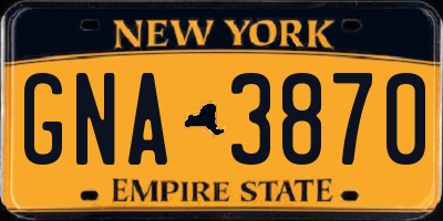 NY license plate GNA3870