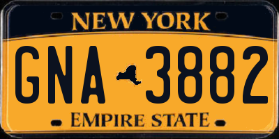 NY license plate GNA3882