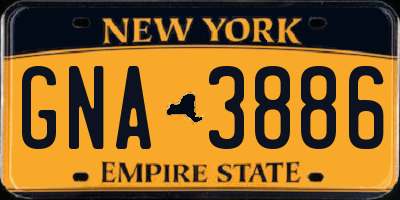 NY license plate GNA3886