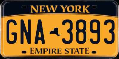 NY license plate GNA3893