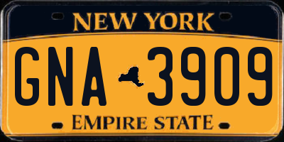 NY license plate GNA3909