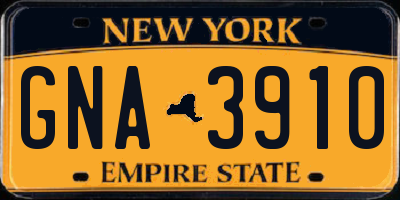 NY license plate GNA3910