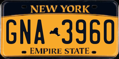 NY license plate GNA3960