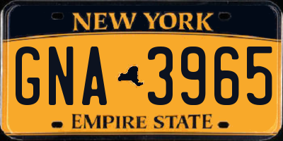 NY license plate GNA3965