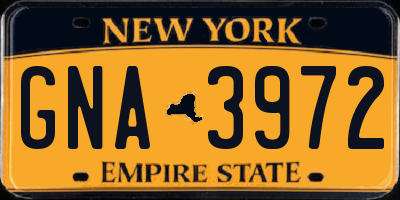 NY license plate GNA3972