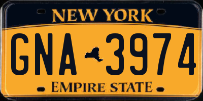 NY license plate GNA3974