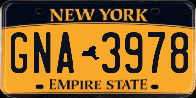 NY license plate GNA3978
