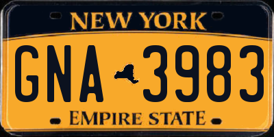 NY license plate GNA3983