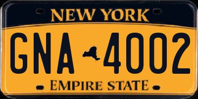 NY license plate GNA4002