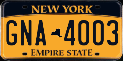 NY license plate GNA4003