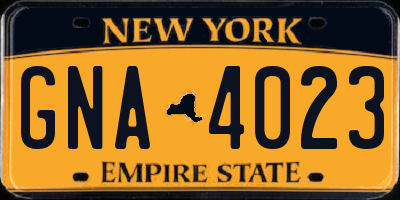 NY license plate GNA4023