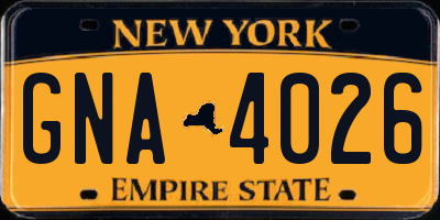 NY license plate GNA4026