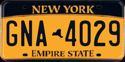 NY license plate GNA4029