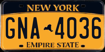 NY license plate GNA4036