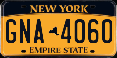 NY license plate GNA4060