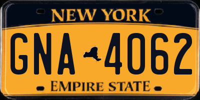 NY license plate GNA4062