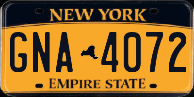 NY license plate GNA4072