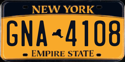 NY license plate GNA4108