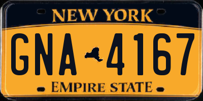 NY license plate GNA4167