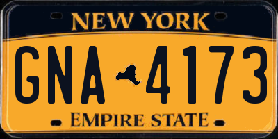NY license plate GNA4173