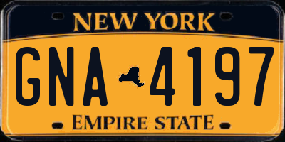 NY license plate GNA4197