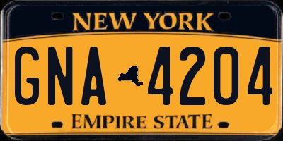NY license plate GNA4204