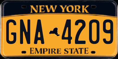 NY license plate GNA4209