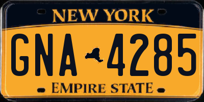 NY license plate GNA4285