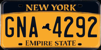 NY license plate GNA4292