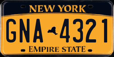 NY license plate GNA4321