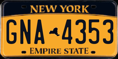 NY license plate GNA4353