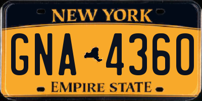 NY license plate GNA4360