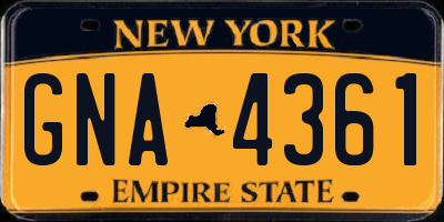 NY license plate GNA4361
