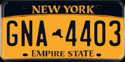NY license plate GNA4403