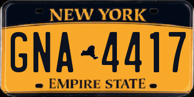 NY license plate GNA4417