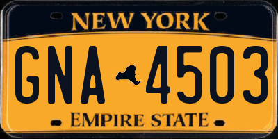 NY license plate GNA4503