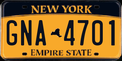NY license plate GNA4701