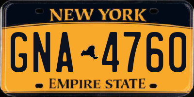 NY license plate GNA4760