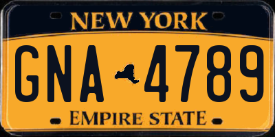 NY license plate GNA4789