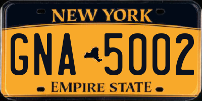 NY license plate GNA5002