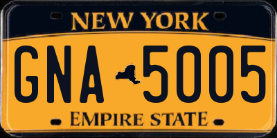NY license plate GNA5005