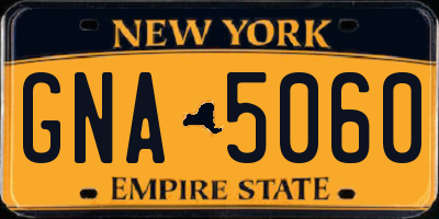 NY license plate GNA5060