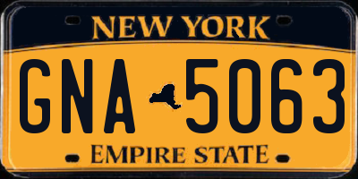 NY license plate GNA5063