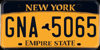 NY license plate GNA5065