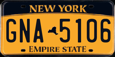 NY license plate GNA5106