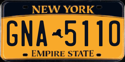 NY license plate GNA5110