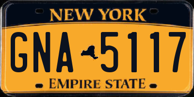 NY license plate GNA5117