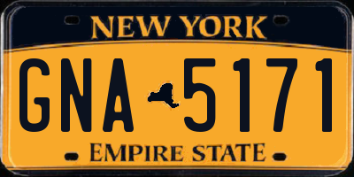 NY license plate GNA5171